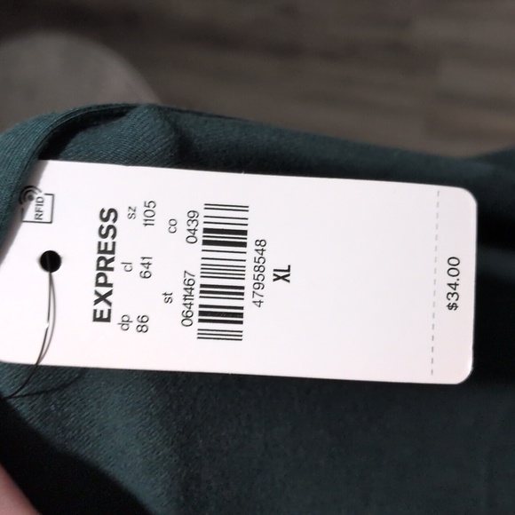 Express Body Contour Cotton Square Neck Tank Top Sz XL Emerald Green NEW NWT - Picture 3 of 3